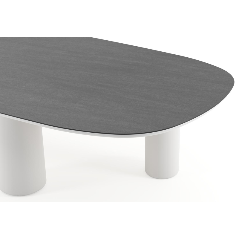 Amico tuintafel bombo xl in wit aluminium en volkeramiek Basalt Black - L 320 x B 148 x H 73.5 cm