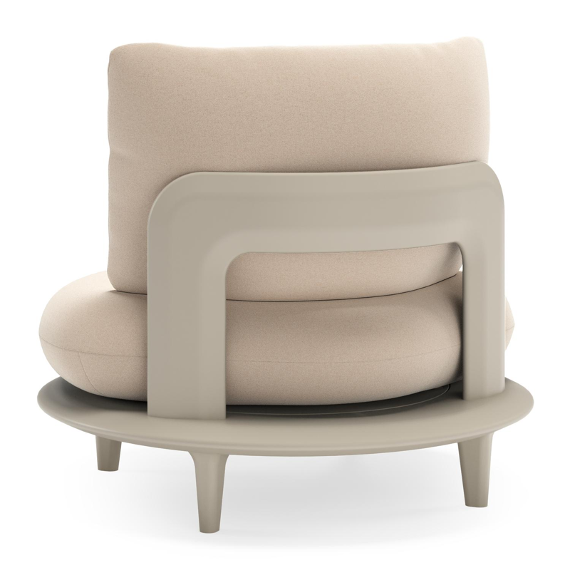 Bomero loungestoel in beige aluminium met natte linen chalk all weather sunbrella® luxe kussen