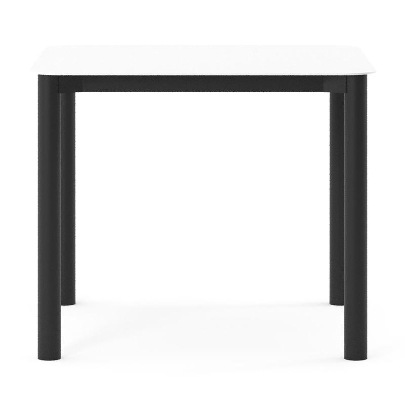 Orso tuintafel rechthoekig afgerond in zwart aluminium en volkeramiek Arctic White - L 90 x B 90 x H 74.5 cm