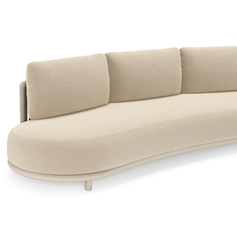 Lomano loungebank in beige aluminium en beige verticaal geweven luxe vlakke rope met Althea Chalk all weather cosytica