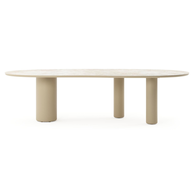 Amico tuintafel organisch in beige aluminium en volkeramiek Rapolano - L 280 x B 120 x H 73.5 cm