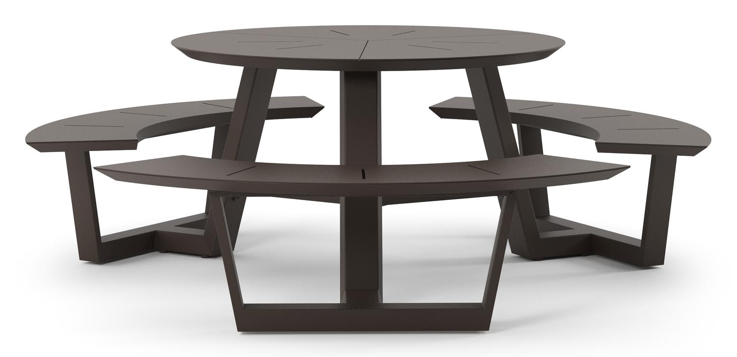 Rondino picknicktafel in donkerbruin aluminium - Dia. 207 x H. 71.5 cm