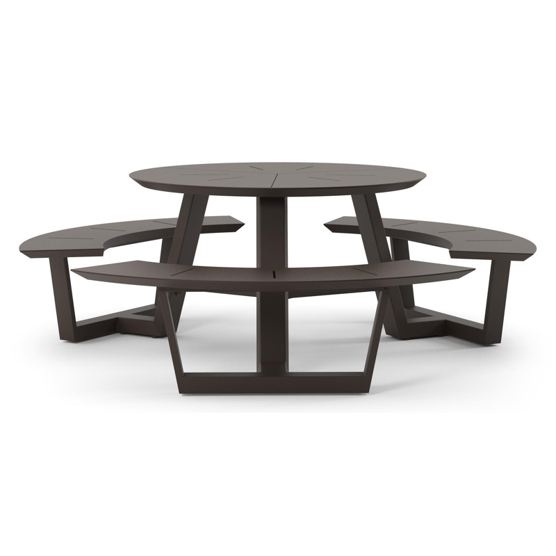 Rondino picknicktafel in donkerbruin aluminium - Dia. 207 x H. 71.5 cm