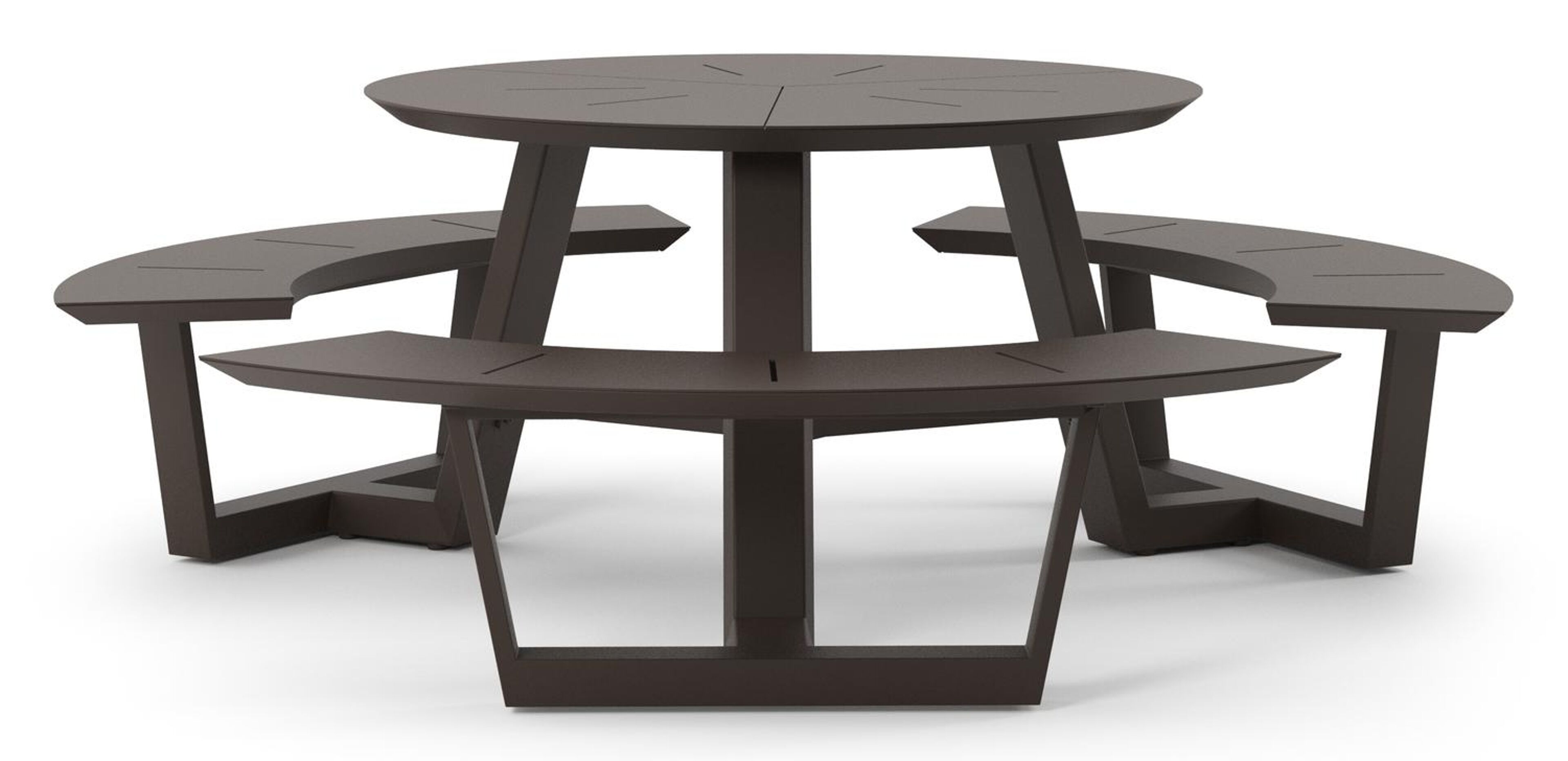 Rondino picknicktafel in donkerbruin aluminium - Dia. 207 x H. 71.5 cm
