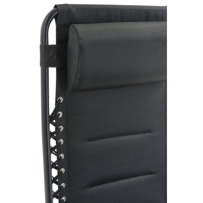 Set van 2 Rio relaxstoelen in zwart aluminium en zwart textilene