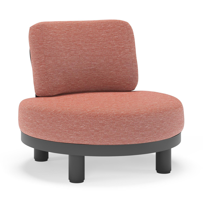 Donato loungestoel in zwart aluminium met all weather sunbrella® luxe Slow Alezan kussen