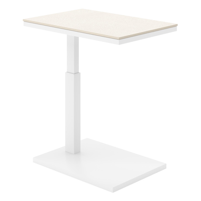 Talana bijzettafel in wit aluminium met sintered stone crema minerale - L 60 x B 40 x H 67,50 cm