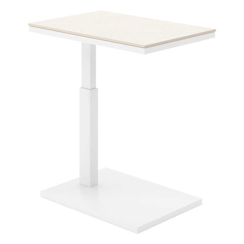 Talana bijzettafel in wit aluminium met sintered stone crema minerale - L 60 x B 40 x H 67,50 cm