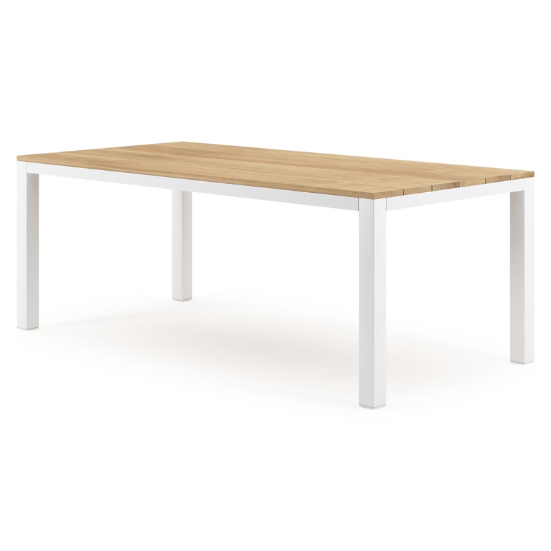 Capri tuintafel in wit aluminium en teak - L 200 x B 100 x H 75,5 cm