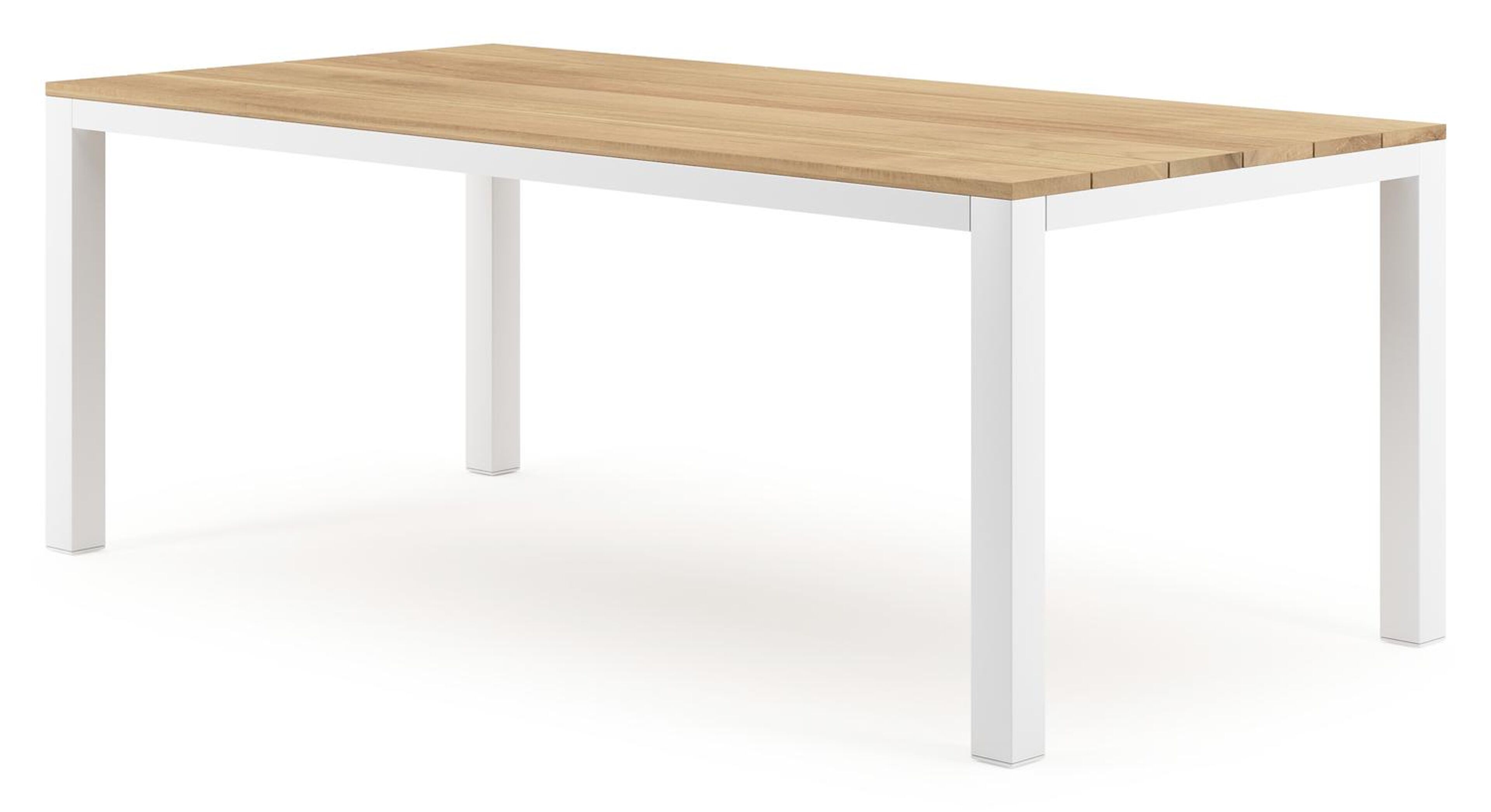 Capri tuintafel in wit aluminium en teak - L 200 x B 100 x H 75,5 cm