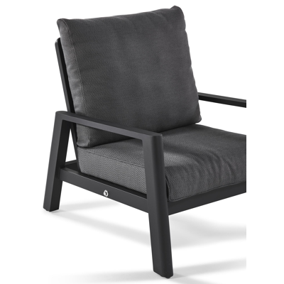 Cirello loungeset in zwart aluminium met lopi shadow all weather sunbrella® luxe kussens