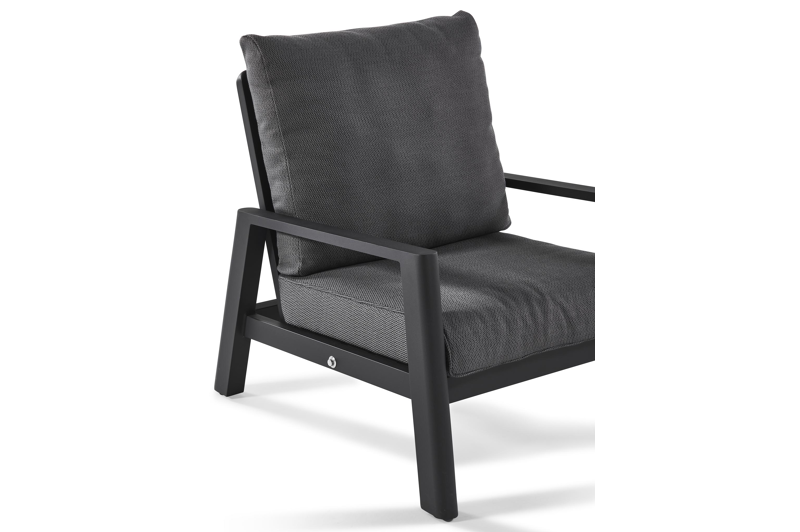 Cirello loungeset in zwart aluminium met lopi shadow all weather sunbrella® luxe kussens