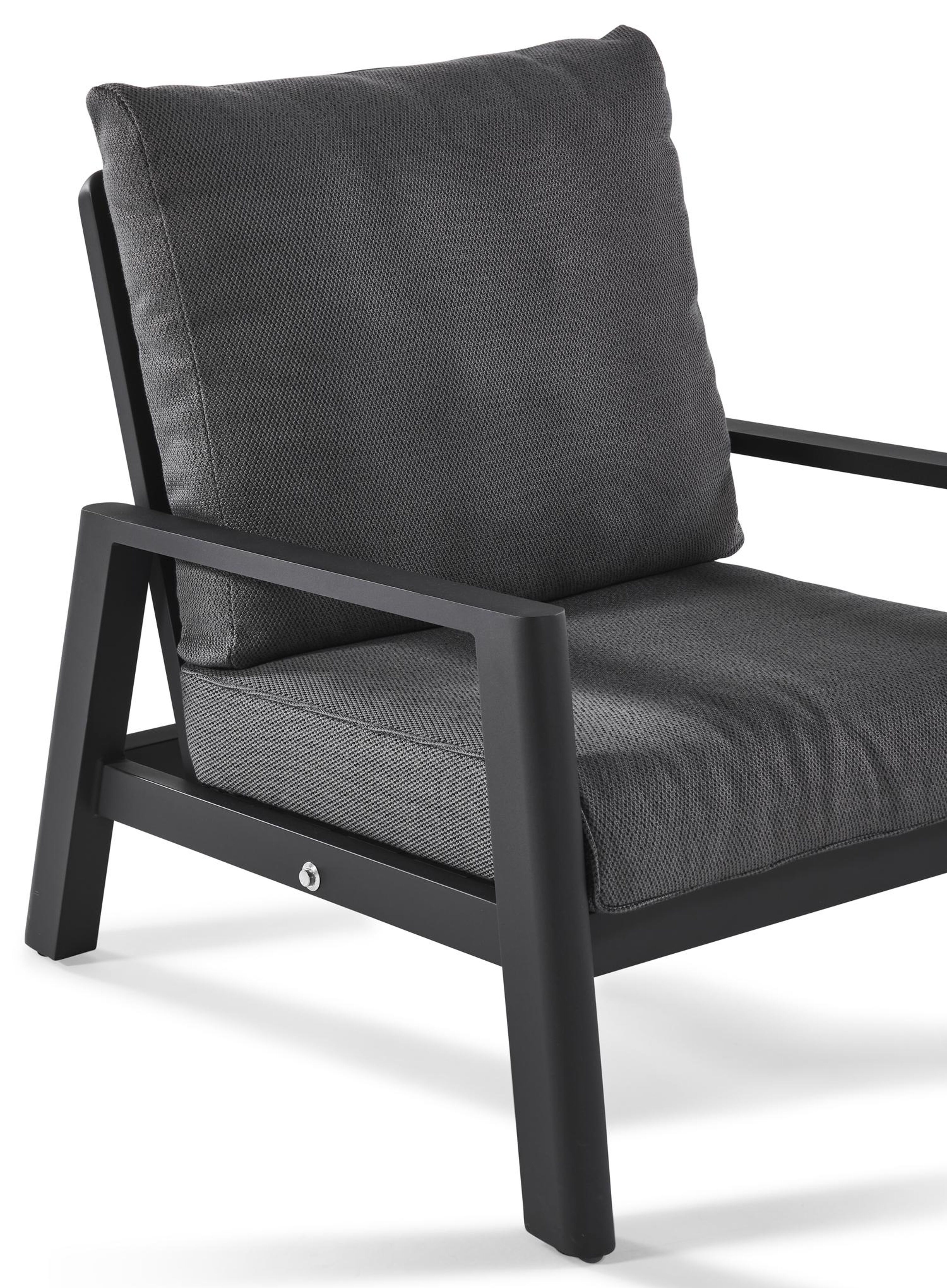 Cirello loungeset in zwart aluminium met lopi shadow all weather sunbrella® luxe kussens