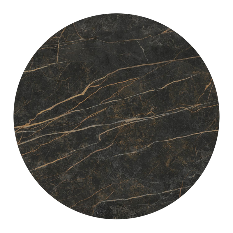 Fano low dining loungetafel rond in wit aluminium en volkeramiek Black Obsession - Dia. 85 x H 55 cm