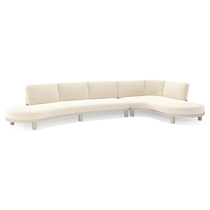 Donato loungehoek in beige aluminium met all weather cosytica Althea Off White kussen