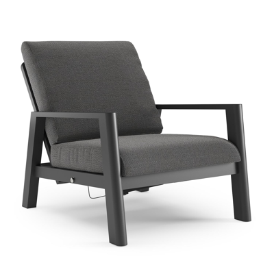 Cirello loungestoel 1-zit in zwart aluminium met savane tornado all weather sunbrella® luxe kussen