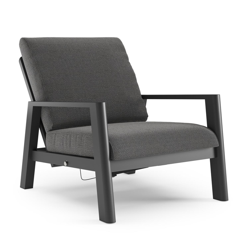 Cirello loungestoel 1-zit in zwart aluminium met savane tornado all weather sunbrella® luxe kussen