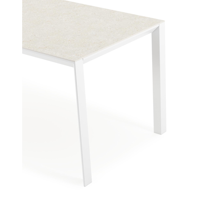 Malito tuintafel in wit aluminium en volkeramiek shilin - L 180 x B 80 x H 75 cm