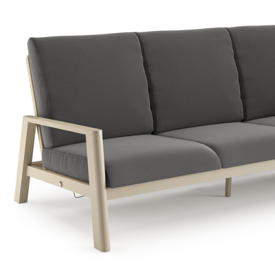 Cirello loungeset in beige aluminium met natte charcoal chine all weather sunbrella® luxe kussens