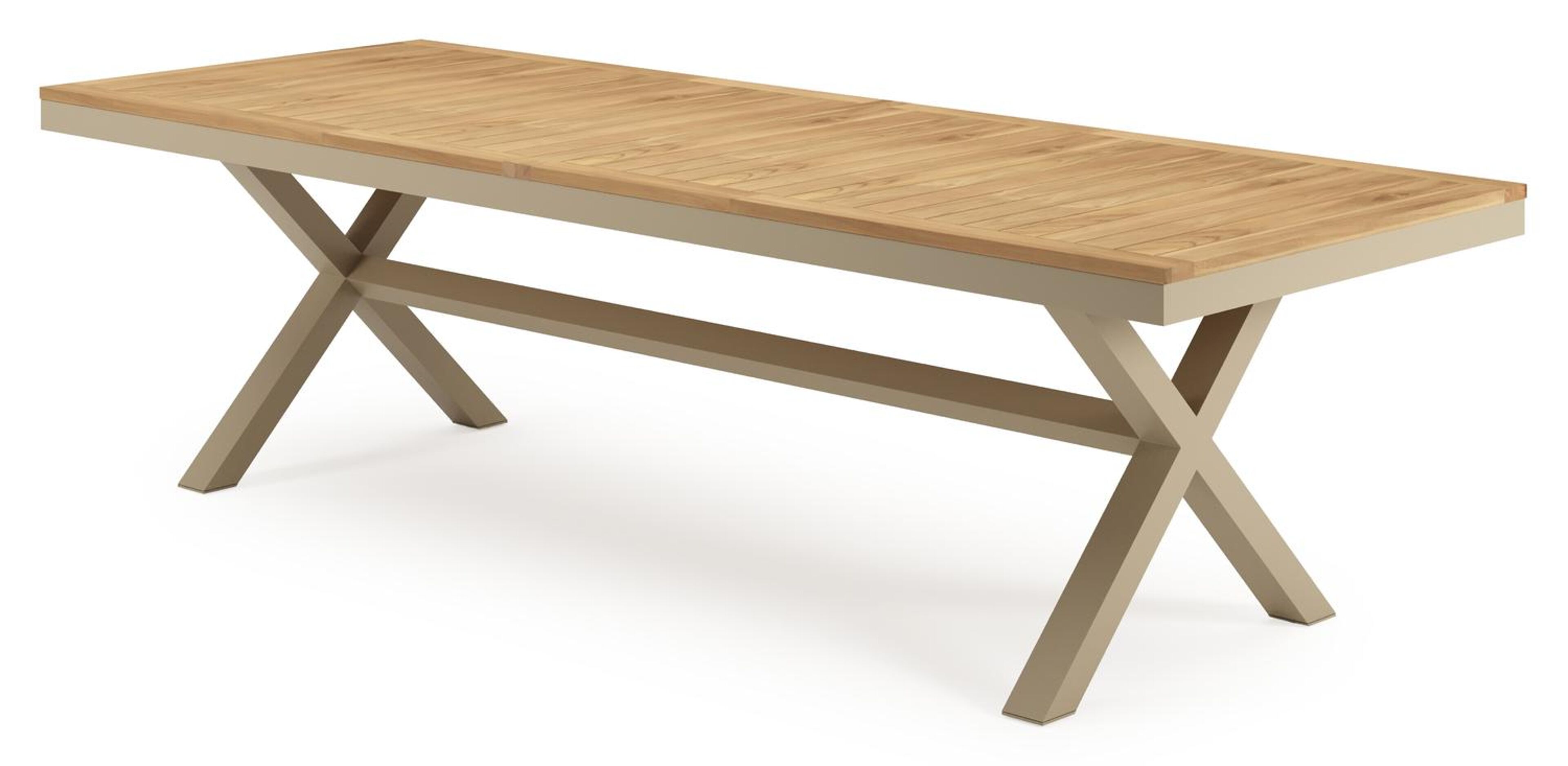 Reza tuintafel rechthoekig in beige aluminium en teak - L 270 x B 100 x H 74 cm