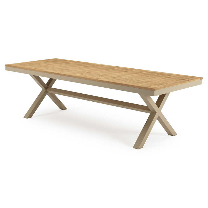 Reza tuintafel rechthoekig in beige aluminium en teak - L 270 x B 100 x H 74 cm