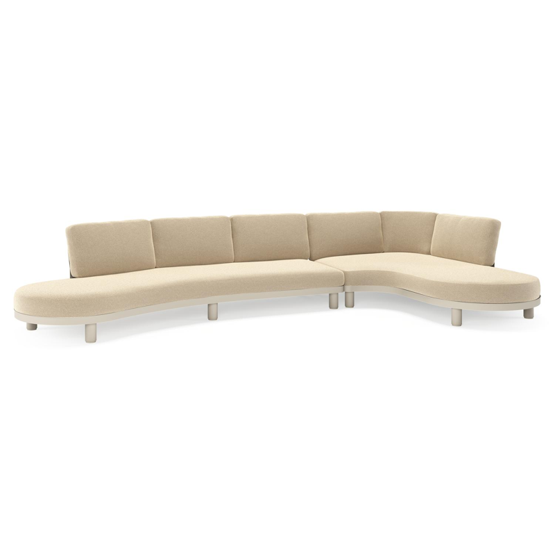 Donato loungehoek in beige aluminium met all weather cosytica Althea Camel kussen