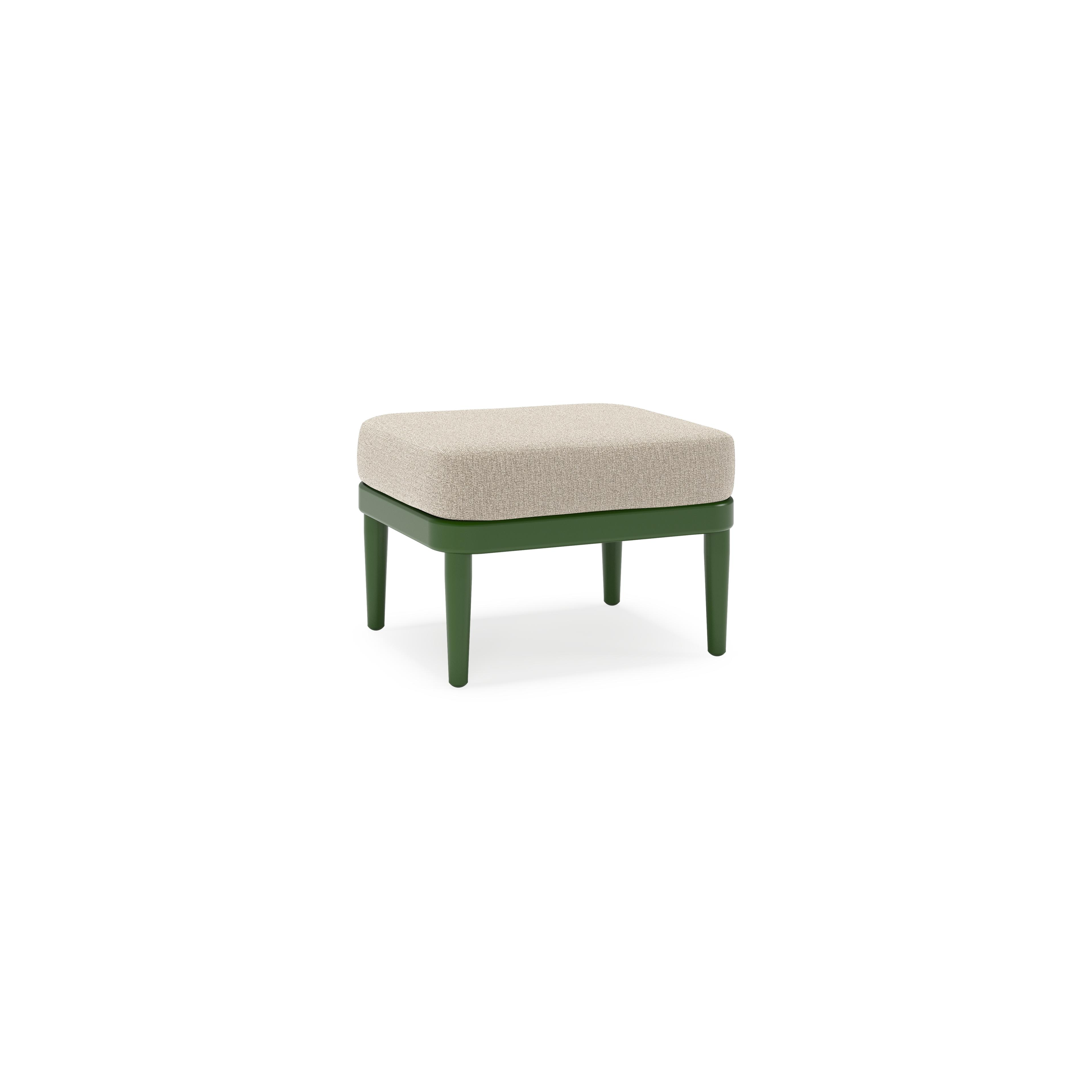Orso poef in groen aluminium met Catania Sand All Weather Cosytica kussen