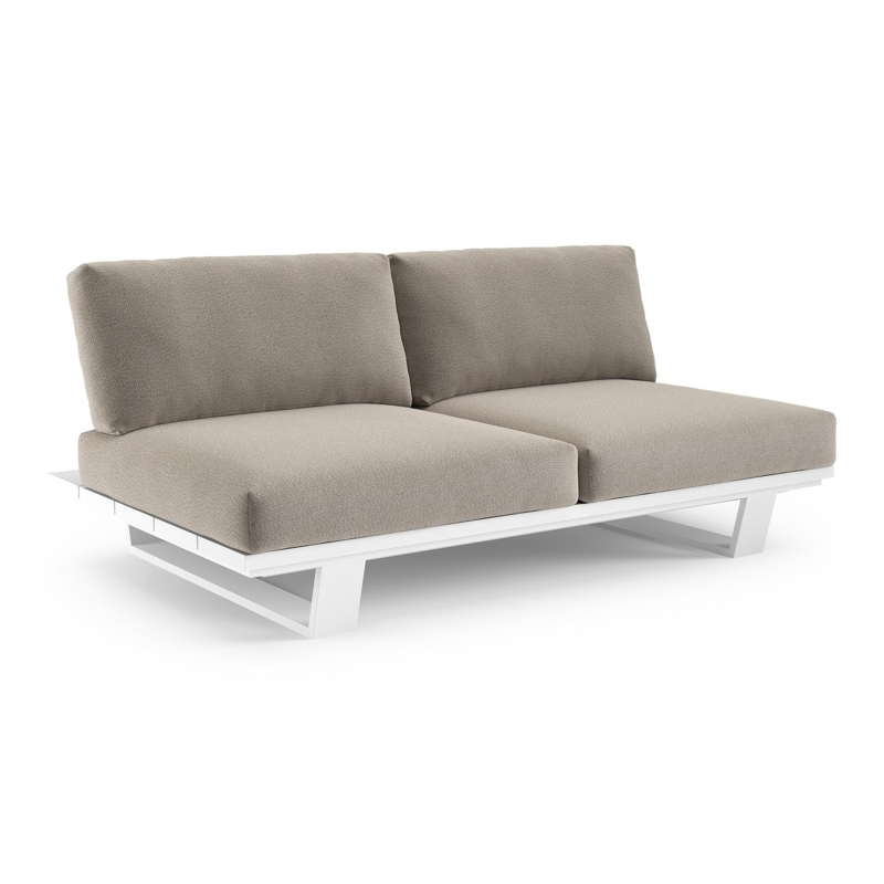 Pagino loungebank in wit aluminium met savane coconut all weather sunbrella® luxe kussen