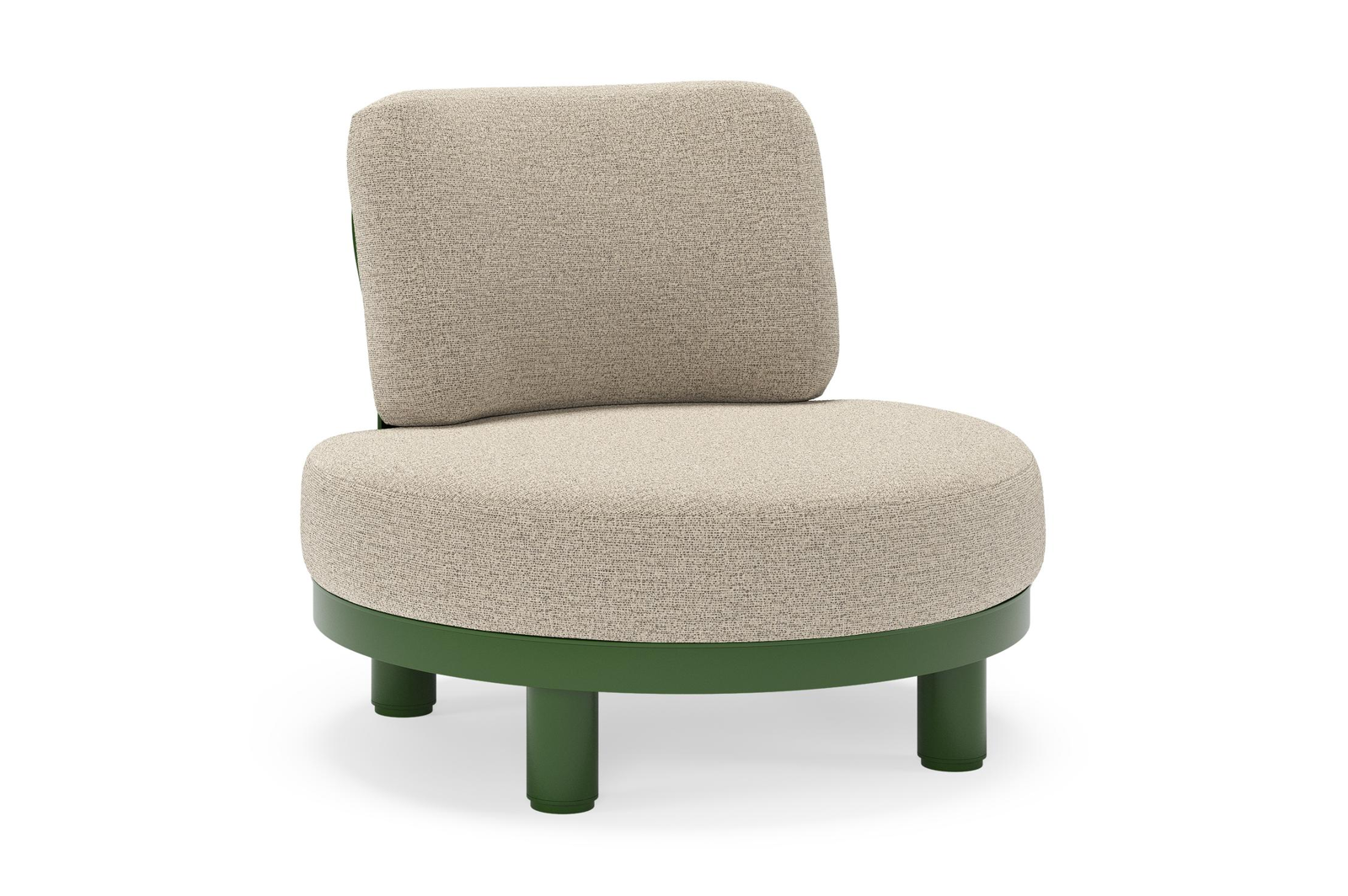 Donato loungestoel in groen aluminium met all weather cosytica Catania Beige kussen