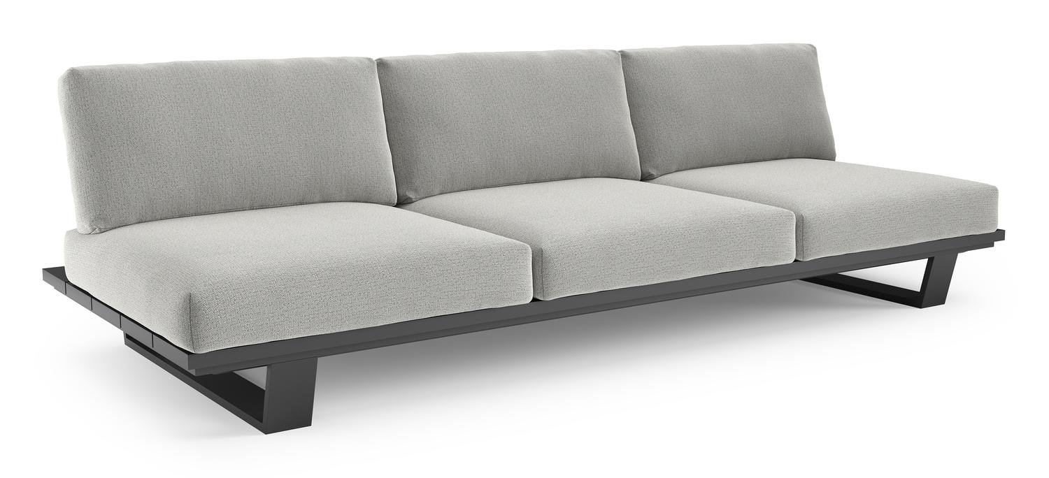 Pagino loungebank in zwart aluminium met savane nimbus all weather sunbrella® luxe kussen