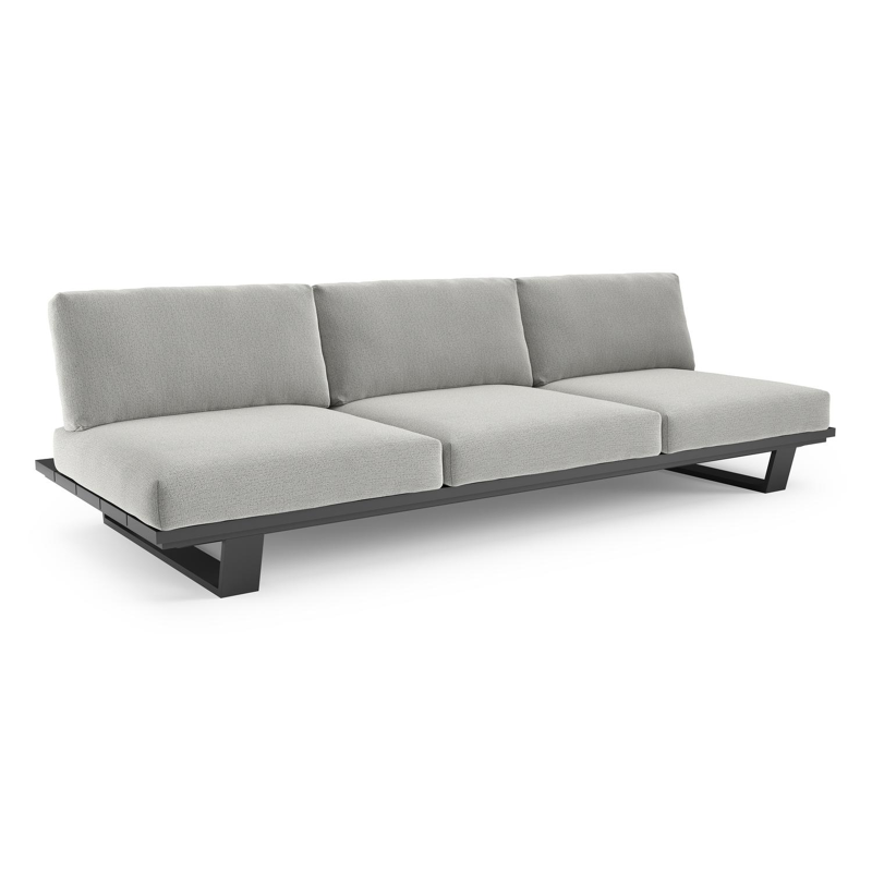 Pagino loungebank in zwart aluminium met savane nimbus all weather sunbrella® luxe kussen