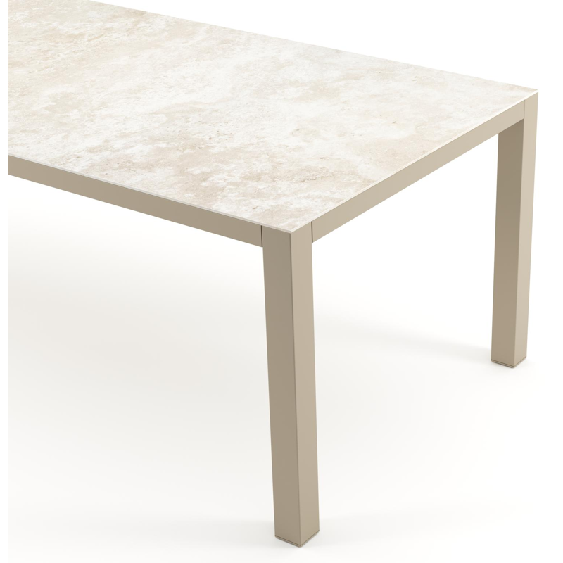 Table de jardin Como rectangulaire en aluminium beige et céramique pleine Rapolano - Lg. 240 x Lrg. 100 x Haut. 73 cm