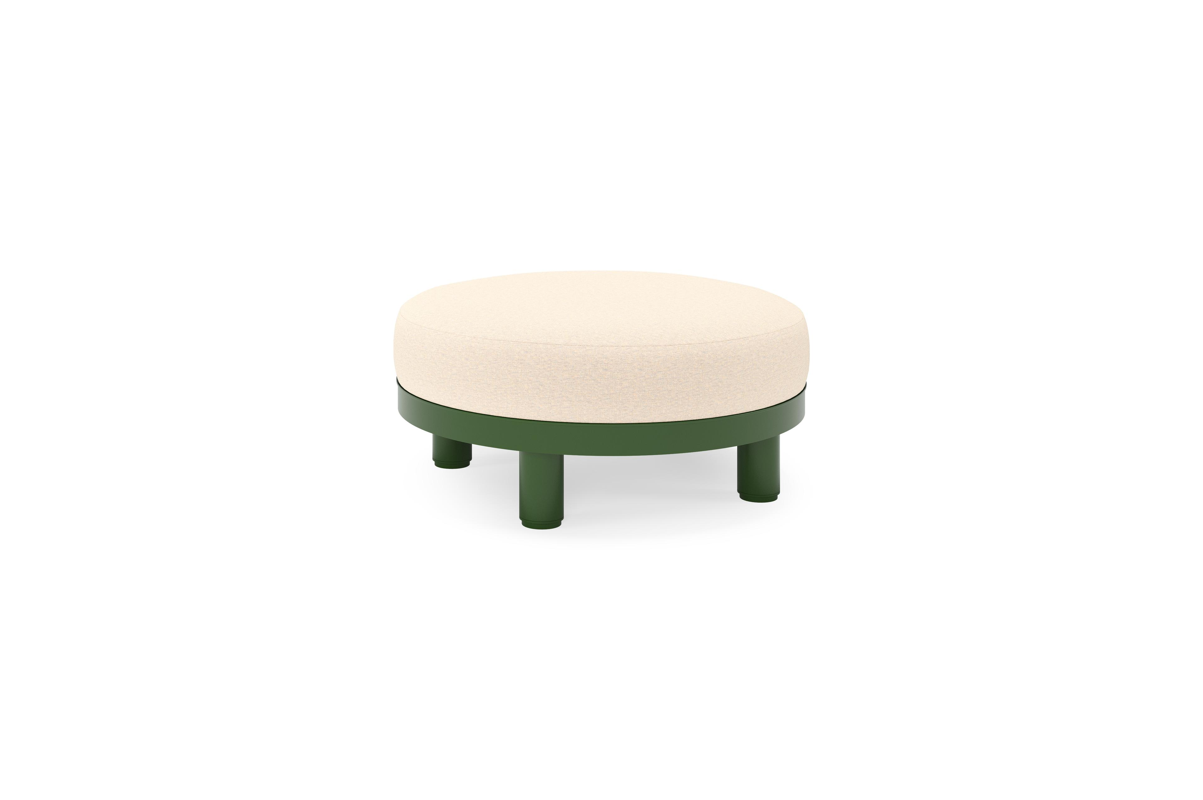 Donato lounge poef in groen aluminium met all weather sunbrella® luxe Heritage Papyrus kussen