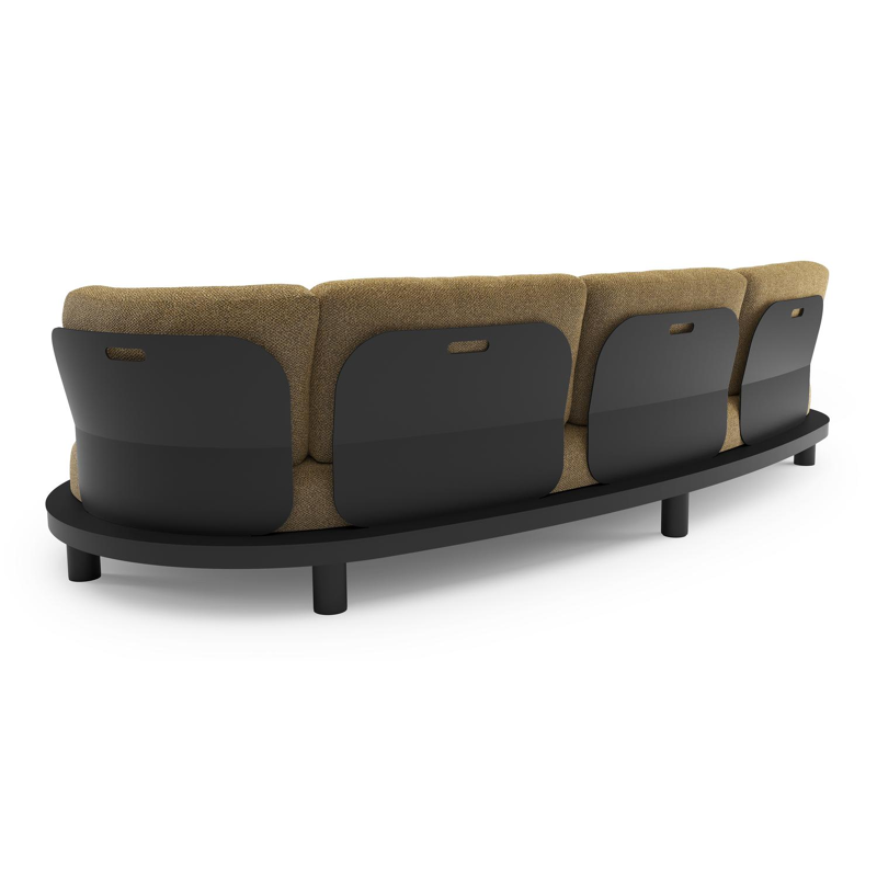 Donato loungebank in zwart aluminium met madagascar walnut all weather cosytica kussen