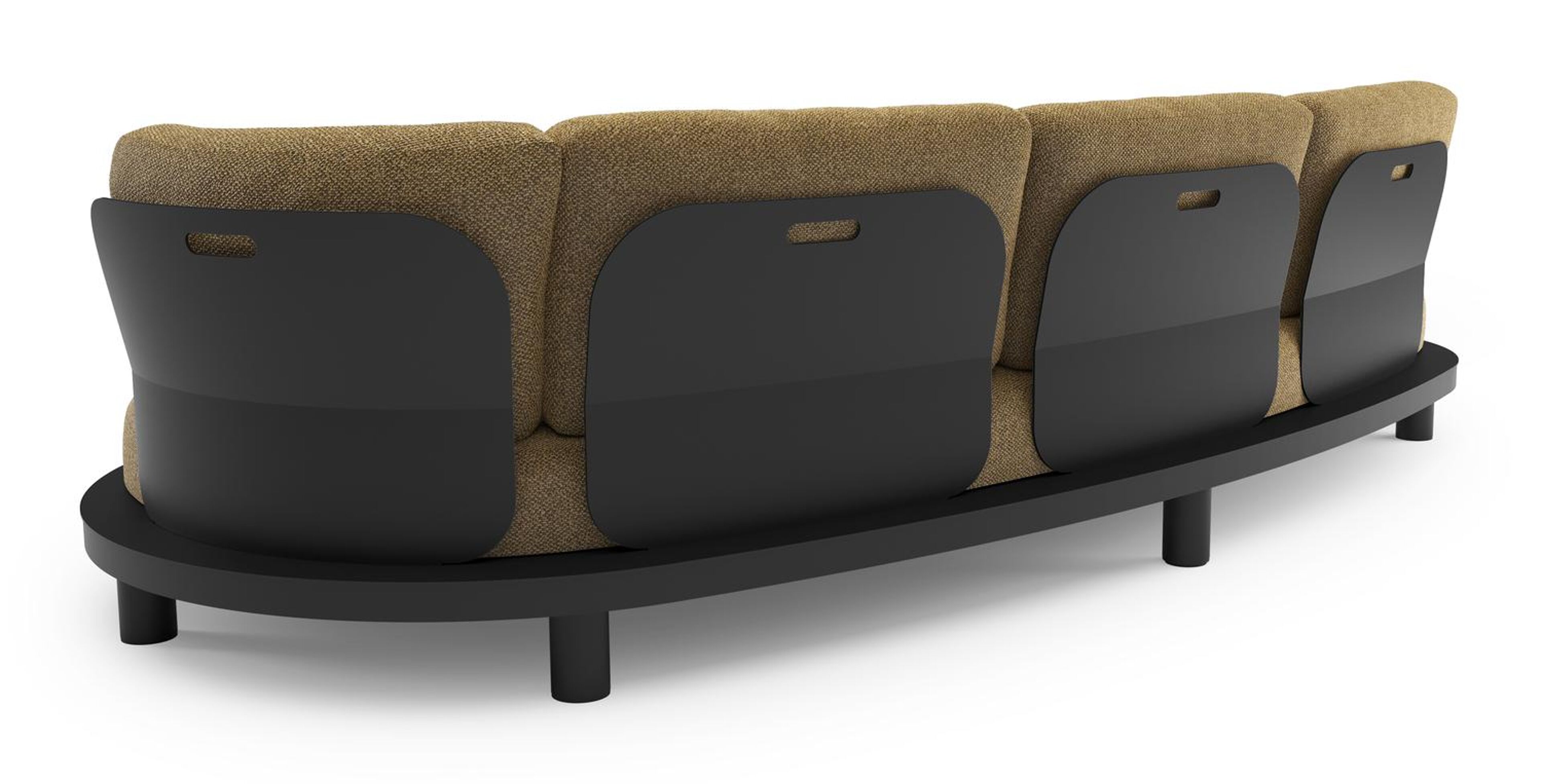 Donato loungebank in zwart aluminium met madagascar walnut all weather cosytica kussen