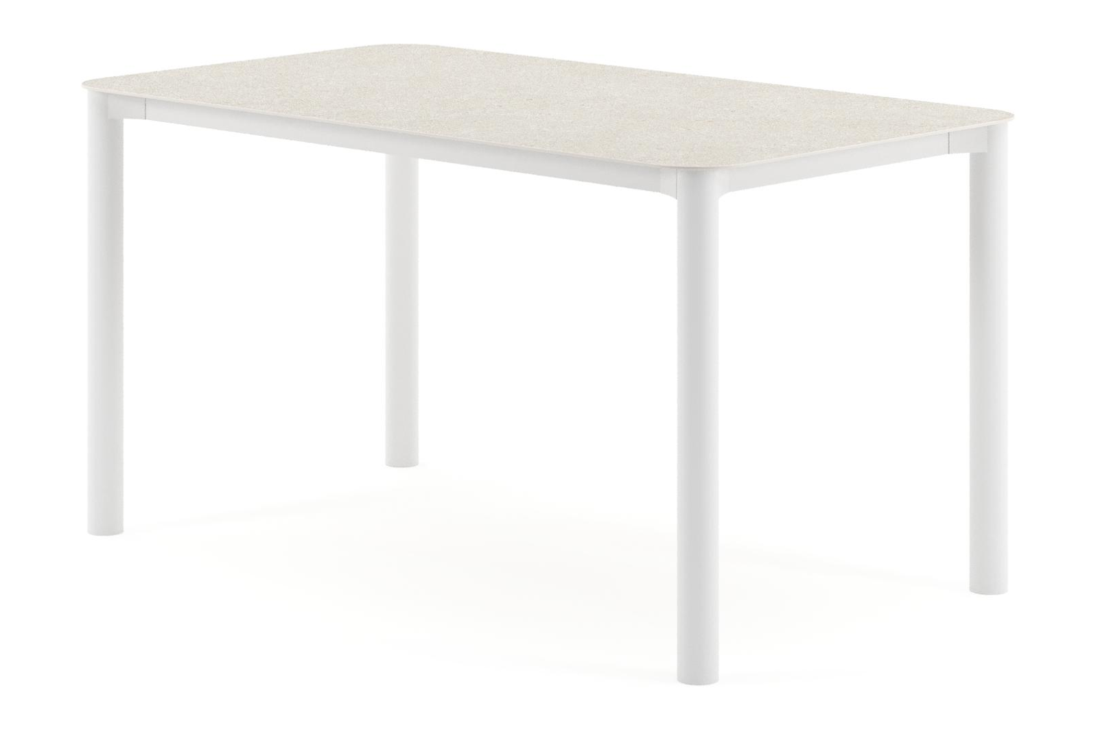 Orso tuintafel rechthoekig afgerond in wit aluminium en volkeramiek Shilin - L 140 x B 80 x H 74.5 cm