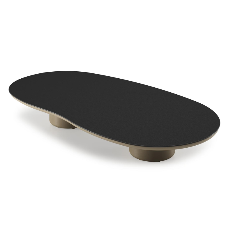 Amico loungetafel organisch in beige aluminium en volkeramiek Nero Black - L 170 x B 91 x H 25 cm