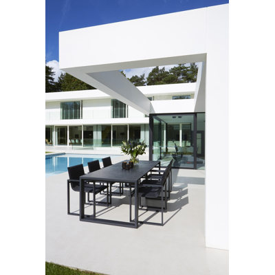 Verato tuinstoel in zwart aluminium en zwart comfort textilene