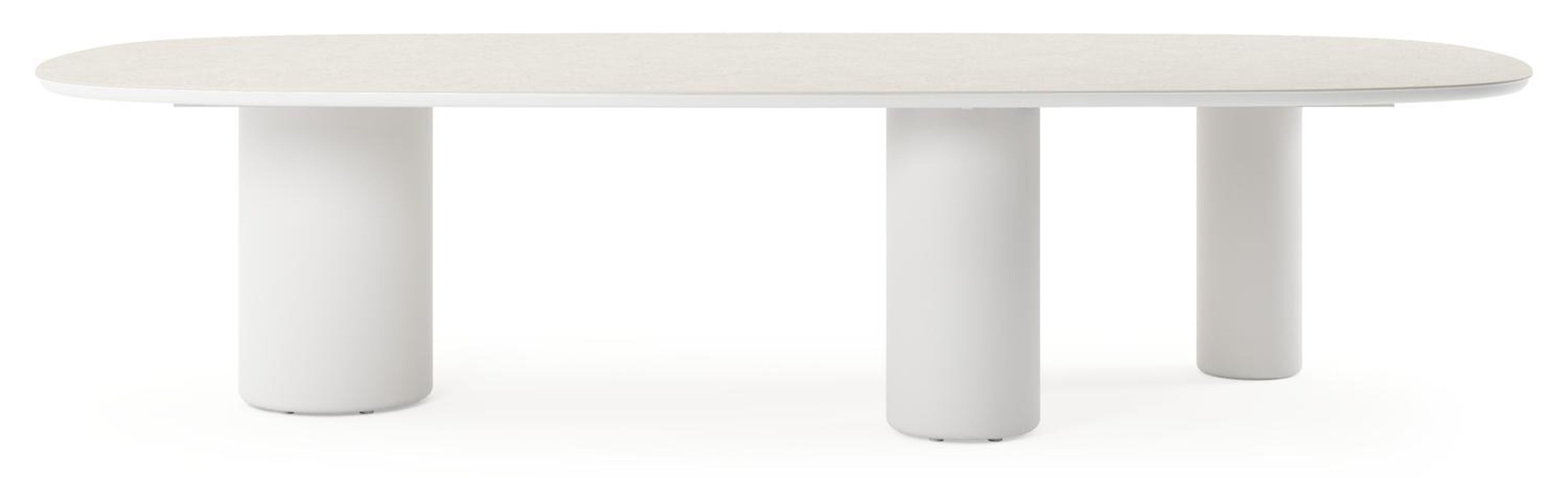 Table de jardin Amico bombo xl en aluminium blanc et céramique pleine Shilin - Lg. 320 x Lrg. 148 x Haut. 74 cm