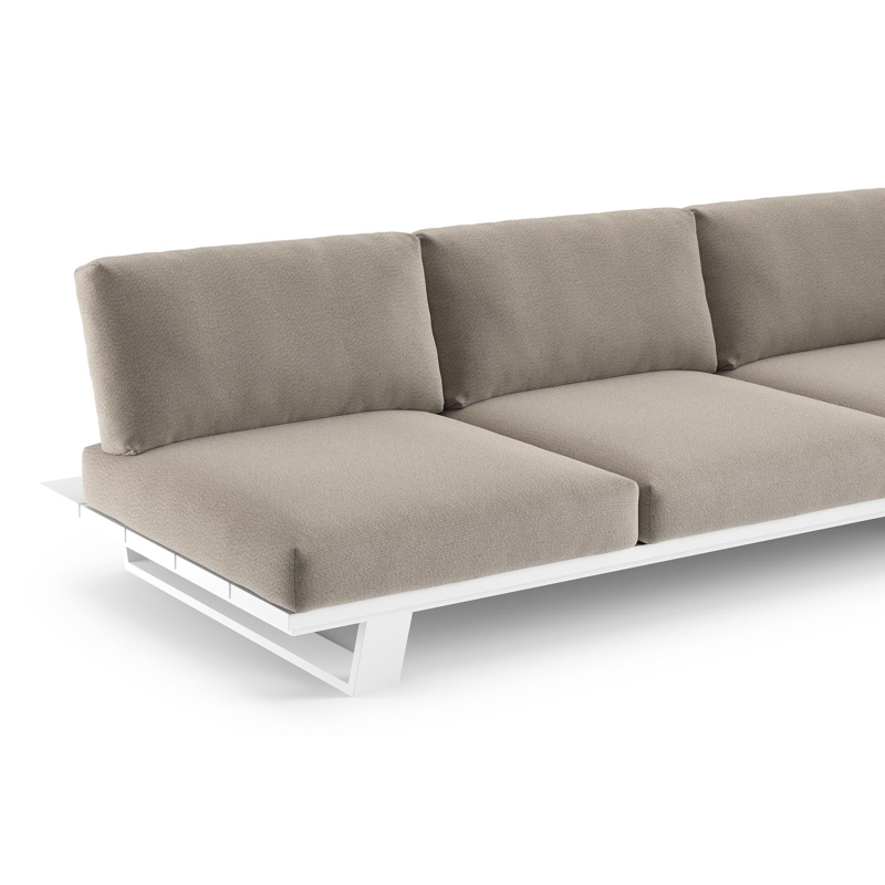 Pagino loungeset in wit aluminium met savane coconut all weather sunbrella® luxe kussen