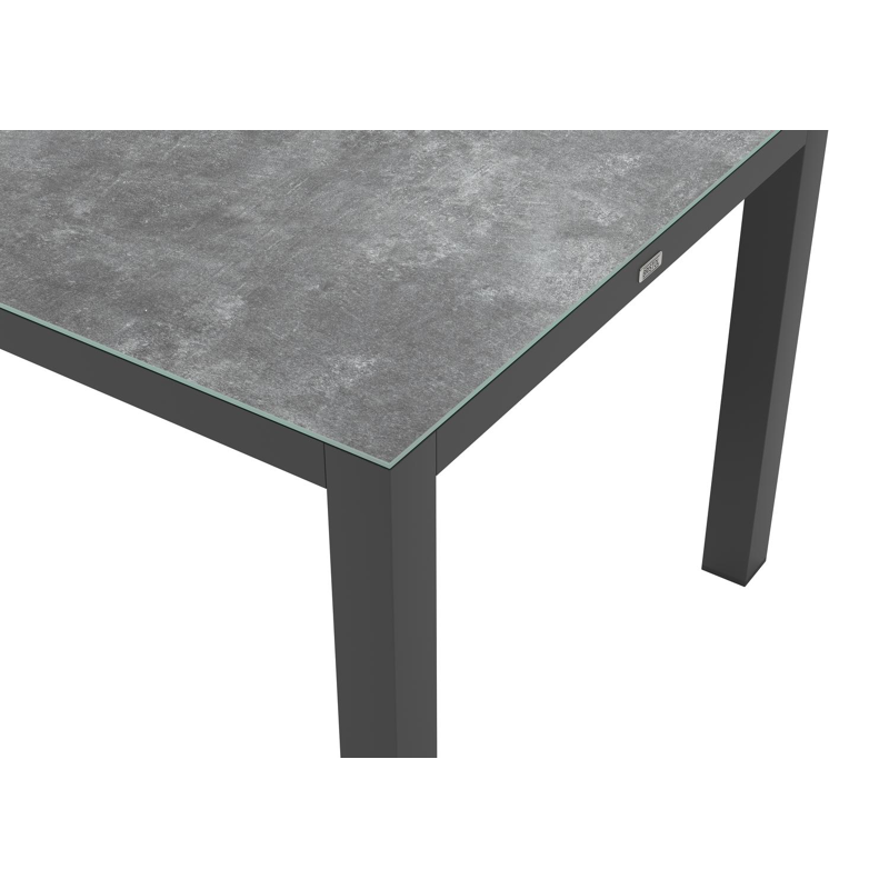 Varese tuintafel rechthoekig in zwart aluminium en keramisch glas grijs - L 160 x B 92 x H 73,5 cm