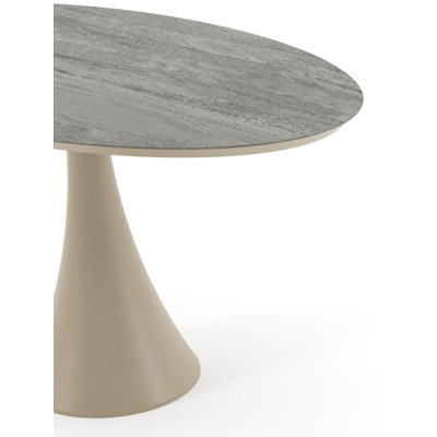 Fano tuintafel ovaal in beige aluminium en volkeramiek Aspen Grey - L 140 x B 80 x H 74.5 cm