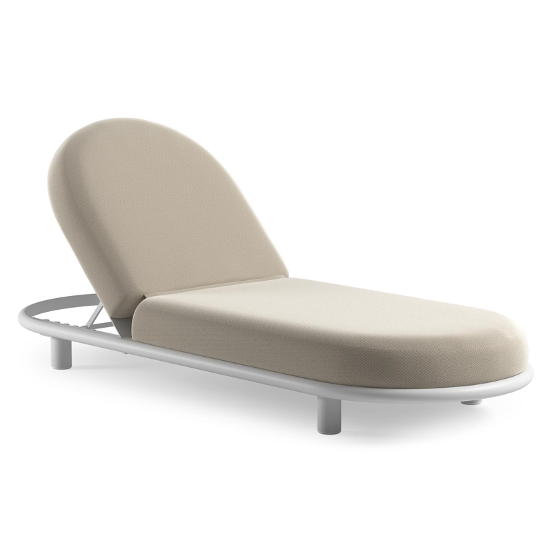Lomano verstelbaar ligbed in wit aluminium met lopi marble all weather sunbrella® luxe