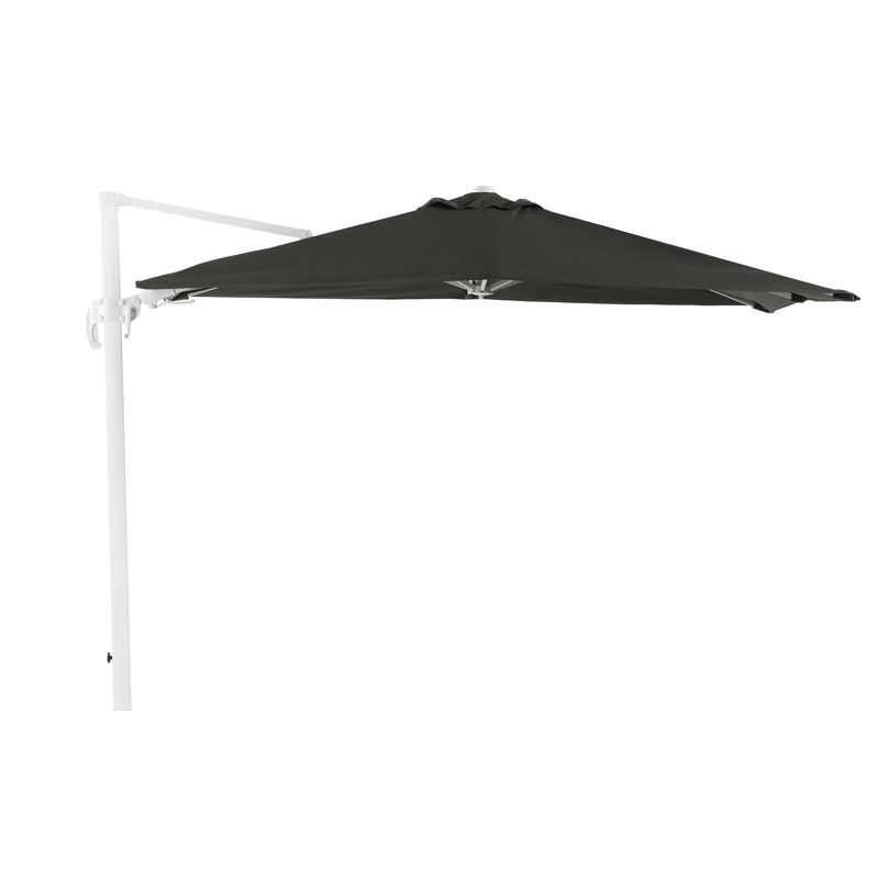 Parasol pendant Avola avec fonction tilt en aluminium blanc avec toile de parasol en all weather sunbrella® premium gris - Larg1 200 x Larg2 300 cm (sans pied de parasol)
