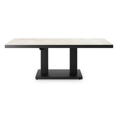 Cirello table basse pop-up rectangulaire en aluminium noir et céramique pleine Rapolano - Lg. 140 x Lrg. 80 x Haut. 49.7 cm