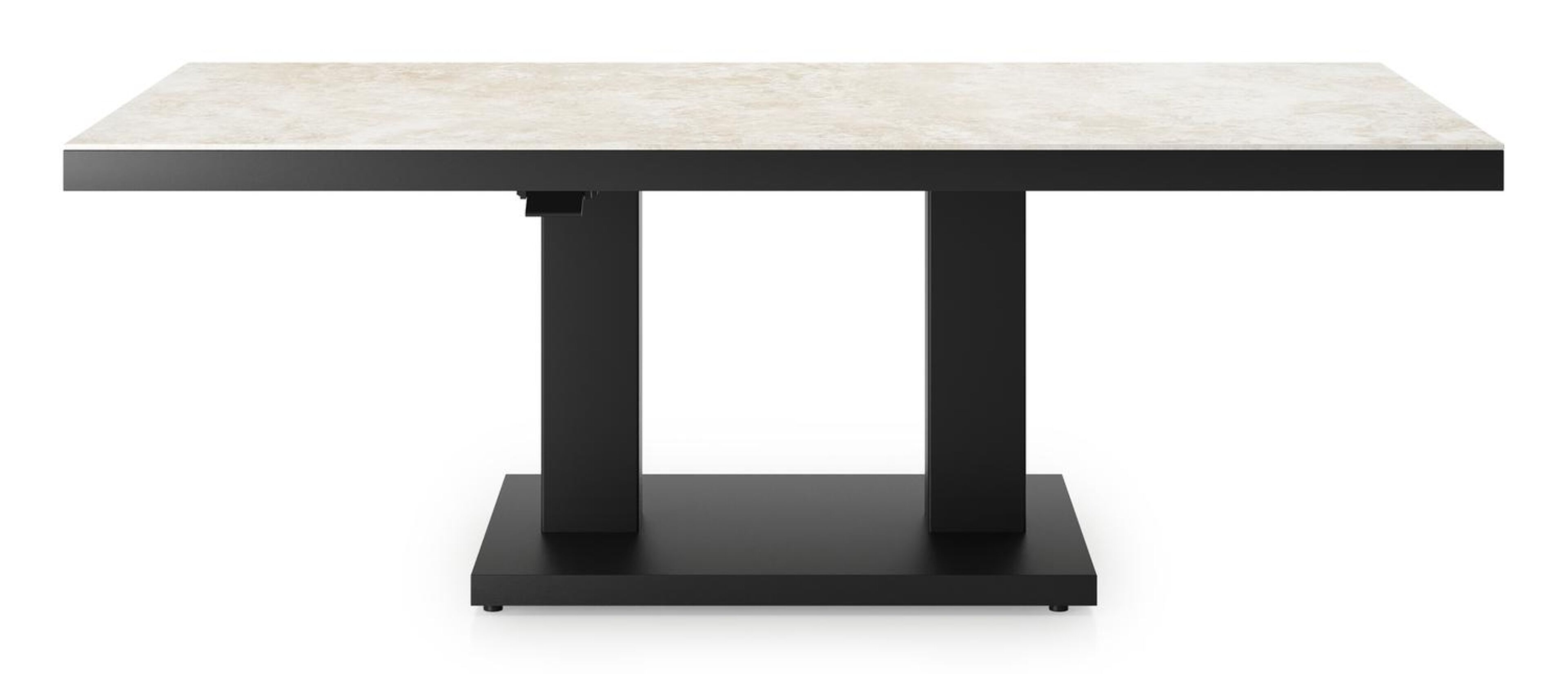 Cirello pop-up loungetafel rechthoekig in zwart aluminium en volkeramiek Rapolano - L 140 x B 80 x H 72 cm