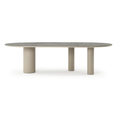 Organo tuintafel organisch in beige aluminium en volkeramiek Aspen Grey - L 280 x B 120 x H 74 cm