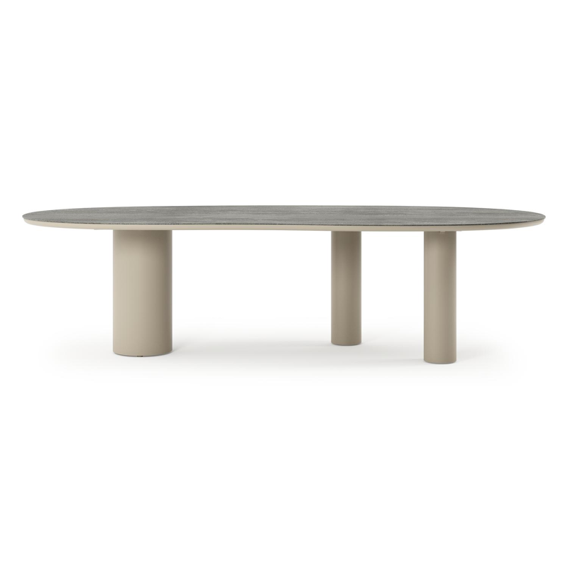 Organo tuintafel organisch in beige aluminium en volkeramiek Aspen Grey - L 280 x B 120 x H 74 cm