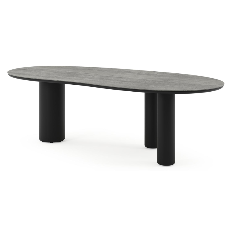 Amico tuintafel organisch in zwart aluminium en volkeramiek Aspen Grey - L 240 x B 110 x H 73.5 cm
