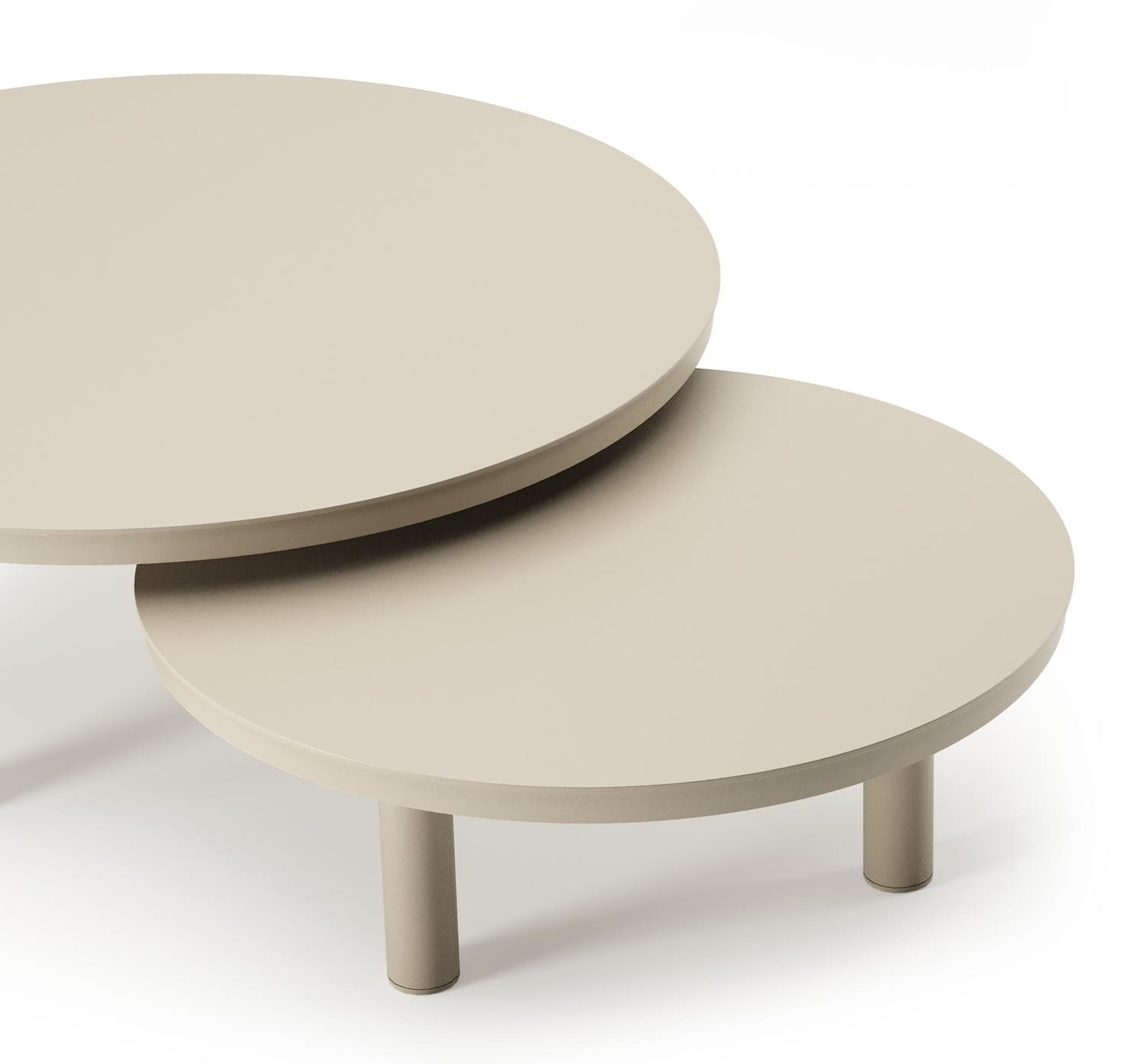 Lindo loungetafels in beige aluminium - Dia. 85 x H 27 cm, Dia. 65 x H 21 cm